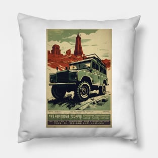 4x4 in the Mountains Soviet Design Pillow