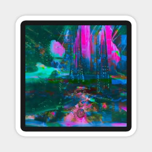 MY CITY Neon Glitch Cyberpunk Noir Art Magnet