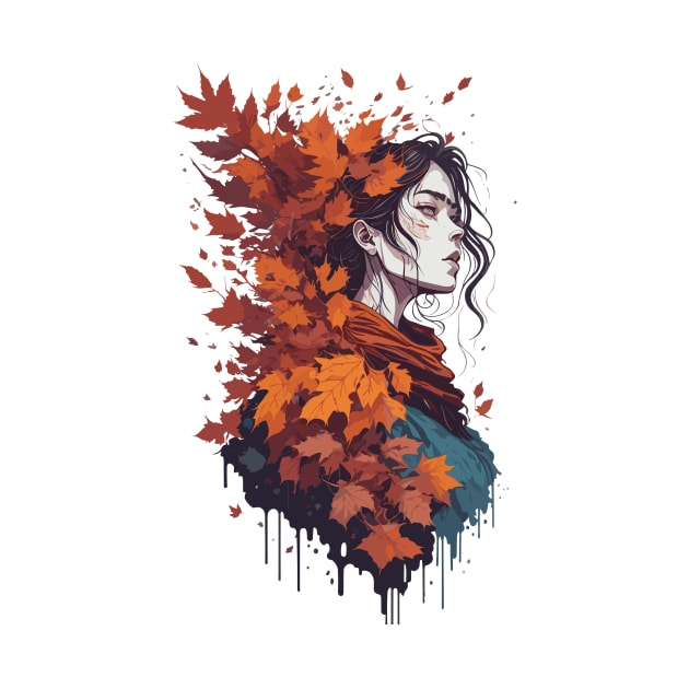 Fall girl with Autumn leaves by Luvleigh