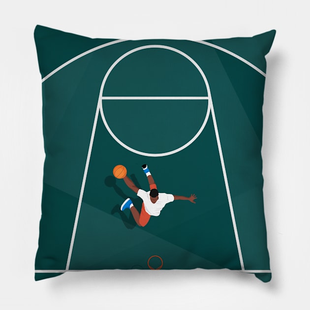 Shoot Hoops | Basketball Court Artwork Pillow by From Above