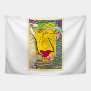 face in a yellow rectangle Tapestry