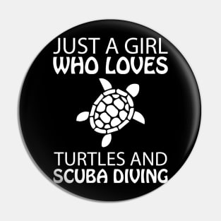 Girl Turtle scuba diving Pin