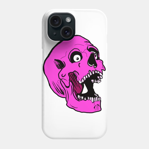 Psychedelic Halloween Pink Zombie Skull Phone Case by silentrob668