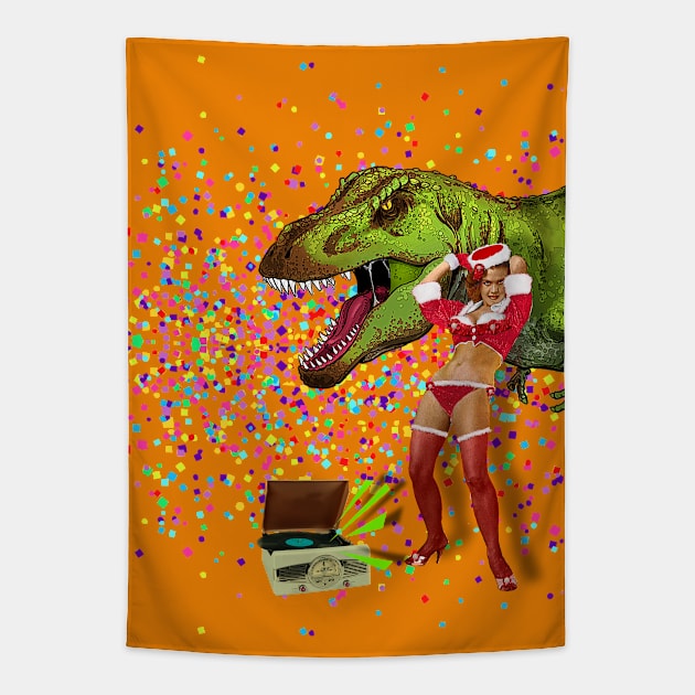 Jurassic Wild Christmas Party Tapestry by PrivateVices