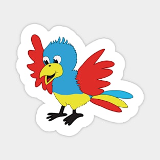 parrot cartoon blue yellow red Magnet