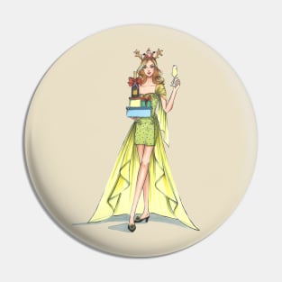 Fashion Illustration for Christmas 3 Pin