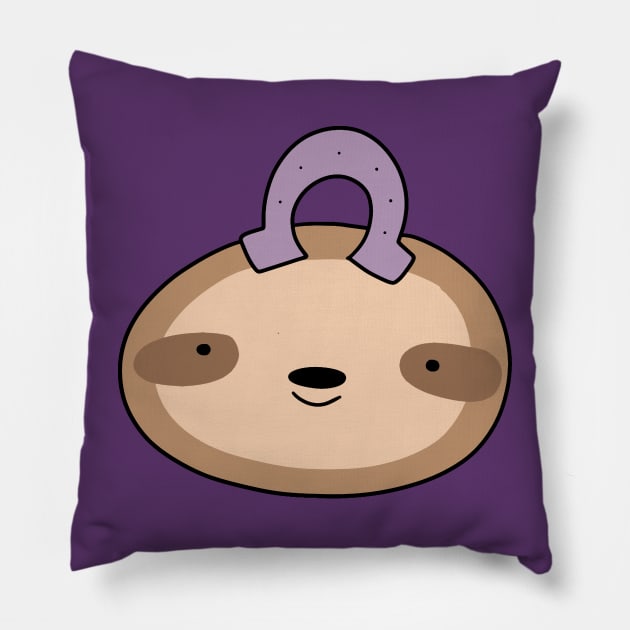 Horseshoe Sloth Face Pillow by saradaboru