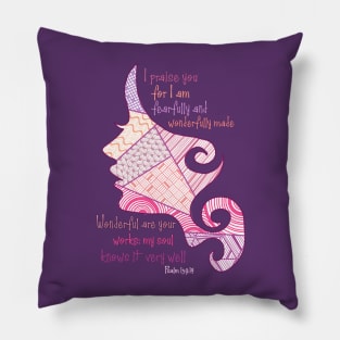 Purple Bohemian Art. Fearfully and Wonderfully made Pillow