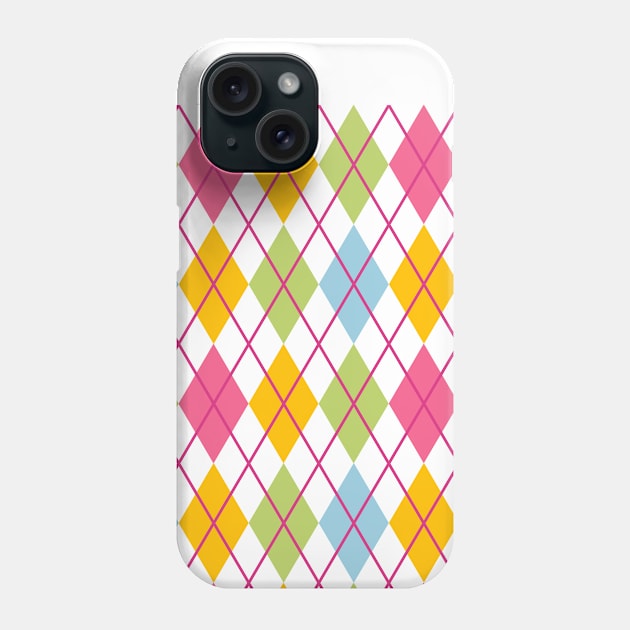 Argyle Lime Sky Blue Citron Lime Plum Vintage Punk Rock Retro Phone Case by Shayna