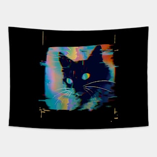 Psychedelic Weirdcore Cat Tapestry