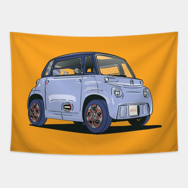Citroen Ami electric car Tapestry by Webazoot