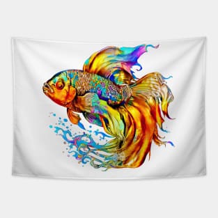 Colorful betta fish, rainbow abstract art Tapestry