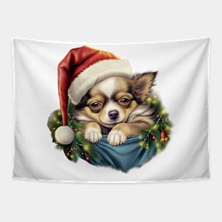 Lazy Chihuahua Dog at Christmas Tapestry