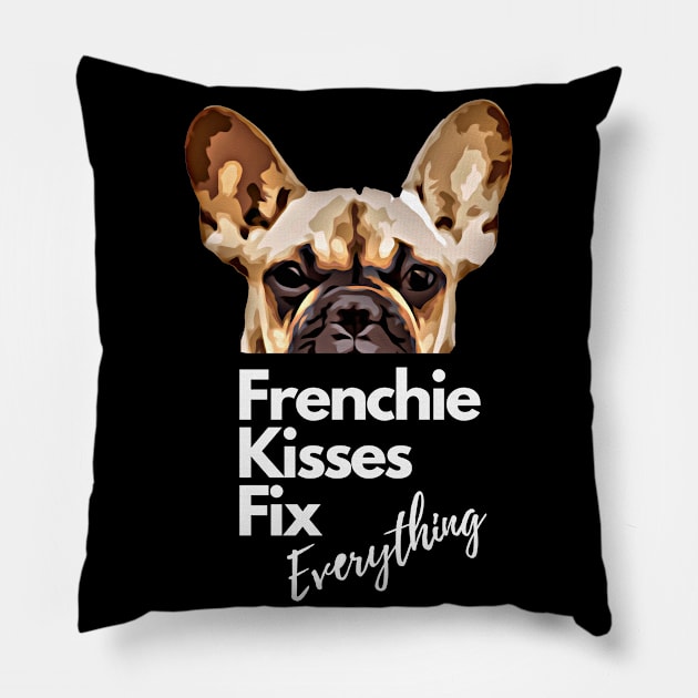 French bulldog kiss for frenchie lover Pillow by Collagedream