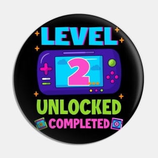 Level 2 Unlocked 2nd Birthday Boys Video Game B-day Gift For BOys Kids Pin