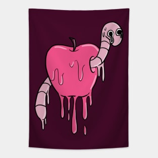 worm in apple melting Tapestry