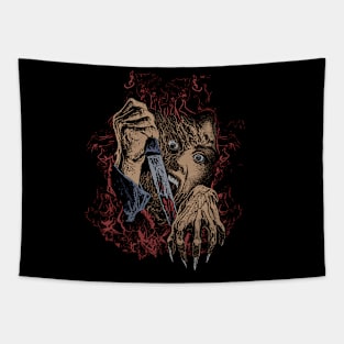 Dark art Girl and Knife Tapestry