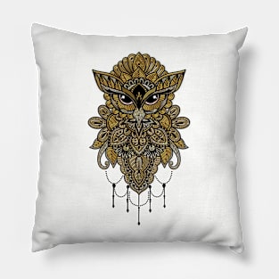 Elegant golden steampunk owl. Pillow