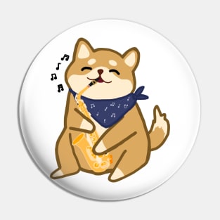 Saxophone Shiba Inu Pin