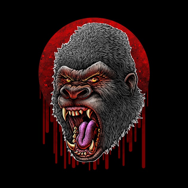 Bloody Kong Head by LillyRise