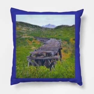 Abandoned Railroad Tracks Pillow