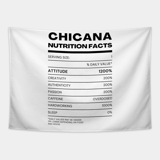 Chicana Nutrition Facts | Typography Art Tapestry by JT Digital