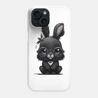 Cute cute black rabbit with glasses Phone Case