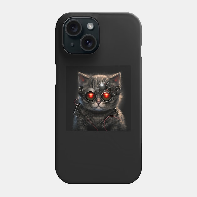 Cat-terminator cyberpunk robot kitty Phone Case by SJG-digital