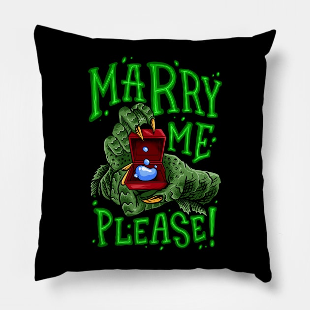 water monster in love Pillow by spoilerinc