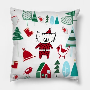 Santa Claus Kitten Pillow