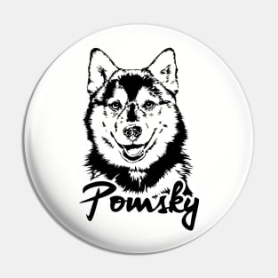 Funny Proud Pomsky dog portrait gift Pin