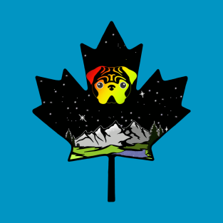 Canadian Maple Leaf Pug - Yellow/Orange T-Shirt