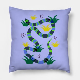 Snake in grass field Pillow