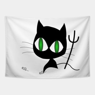 Cat black evil Tapestry