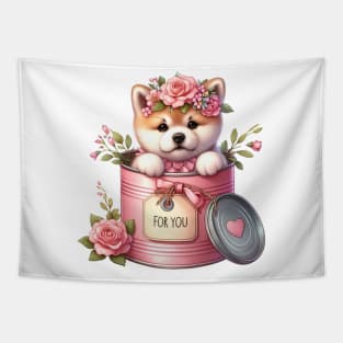 Valentine Akita Dog For You Tapestry