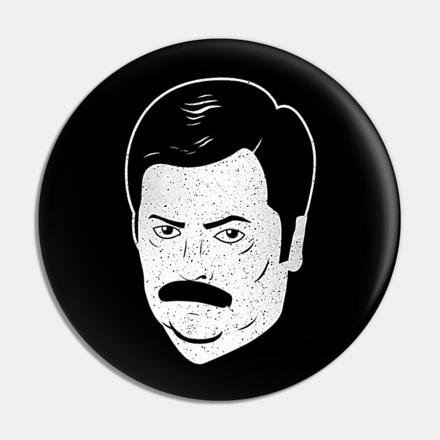 Ron Swanson Face black tee Pin by truefriend