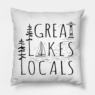 Great Lakes Locals, black Pillow