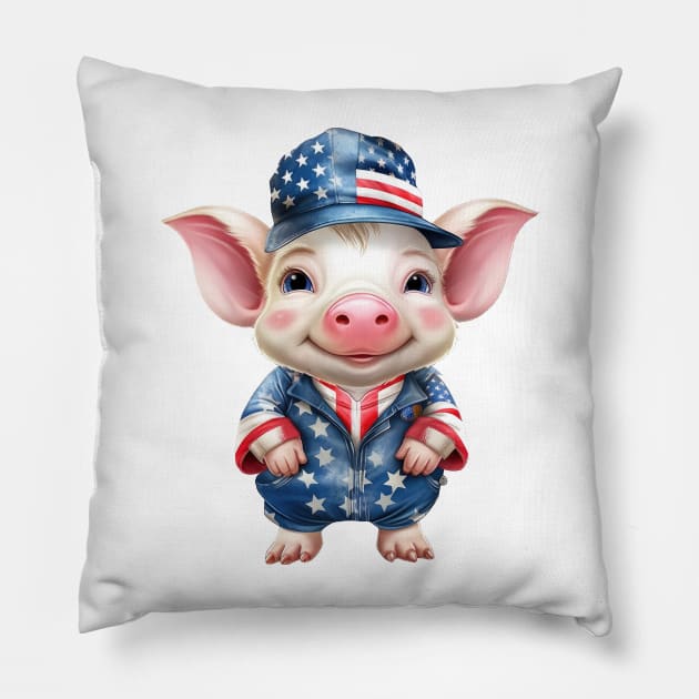 Patriot Farm Pig Pillow by Chromatic Fusion Studio