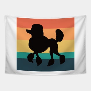 Poodle Dog Silhouette Vintage Sunset Tapestry