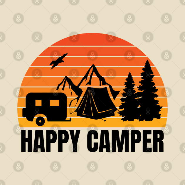 Happy Camper Retro Sunset by Whimsical Frank