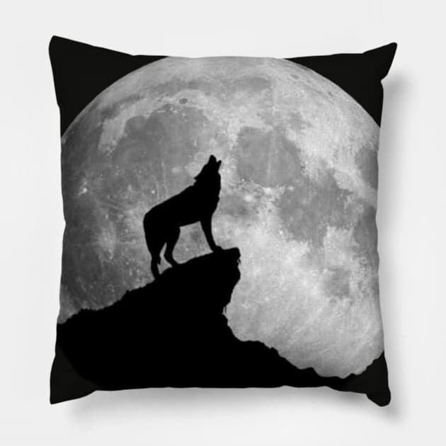 moon wolf t shirt Pillow by  A W BEST  SHOP