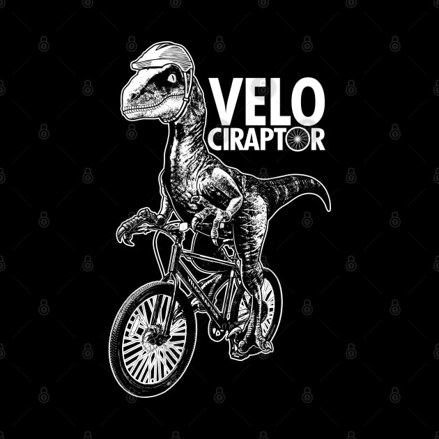 Cute Velociraptor Dinosaur Riding Bicycle Gift For Cyclist by BoggsNicolas