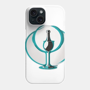 Elegant Wine Bottle and Glass Silhouette Design No. 654 Phone Case