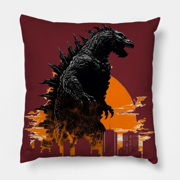 Gojira Pillow by pandas doing stuff