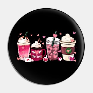 Cute Valentines Day Valentine Coffee Lover Girl Pin