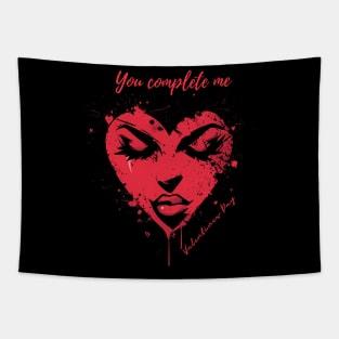 You complete me. A Valentines Day Celebration Quote With Heart-Shaped Woman Tapestry