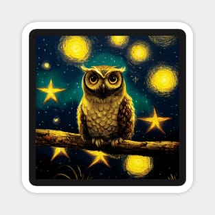 Story book Owl with Stars at Night Magnet