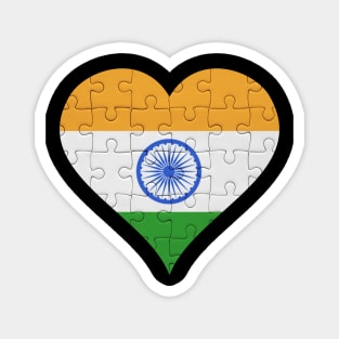 Indian Jigsaw Puzzle Heart Design - Gift for Indian With India Roots Magnet