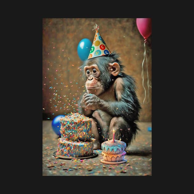 Chimpanzee Birthday Card by candiscamera