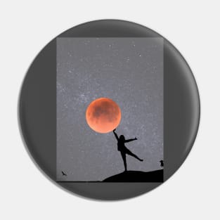 Galaxy and Moon Oneness Gray Graphic Pin